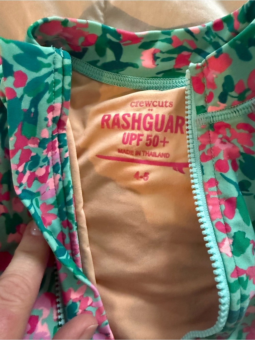 Crewcuts Teal & Pink Floral Zip Rashguard